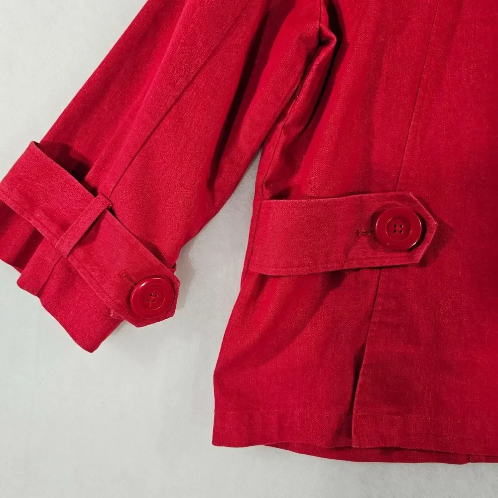 Christopher and Banks Womens Lightweight Jacket Coat‎ Collared Stretch Red Large